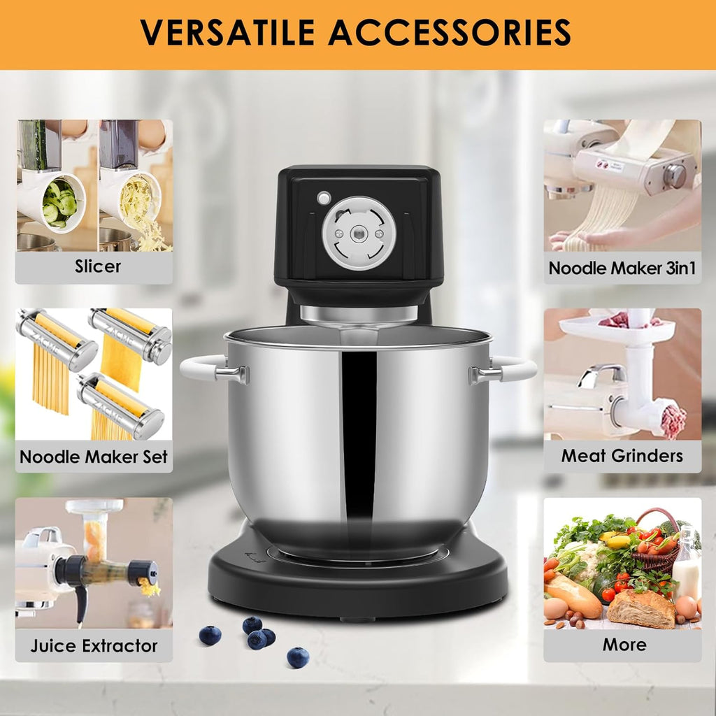 Household Stand Mixer 800W with Aluminum Die Casting Mixers Kitchen Electric Stand Mixer Metal Dough Mixer with Stainless Steel 7L Bowl, Dough Hook, Whisk and Beater