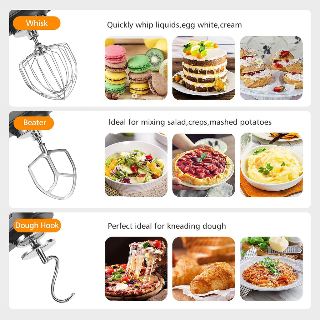 Household Stand Mixer 800W with Aluminum Die Casting Mixers Kitchen Electric Stand Mixer Metal Dough Mixer with Stainless Steel 7L Bowl, Dough Hook, Whisk and Beater